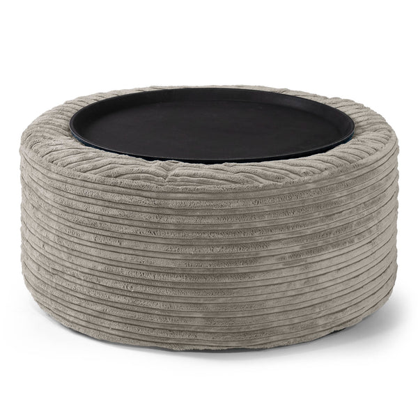 Pouf Ottoman avec Plateau - Côtelé Vison  01