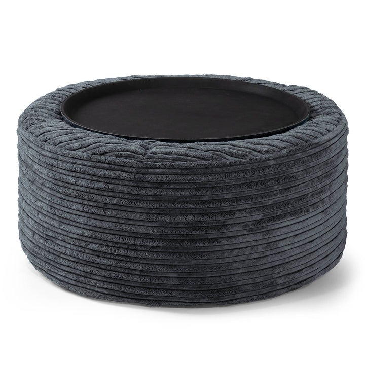 Pouf Ottoman - Côtelé Noir  01