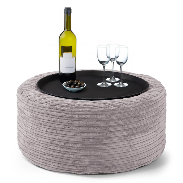 Pouf Ottoman - Côtelé Gris Argent  01