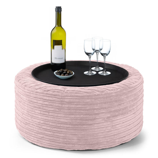 Pouf Ottoman - Côtelé Rose  01