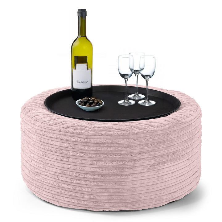 Pouf Ottoman - Côtelé Rose  01