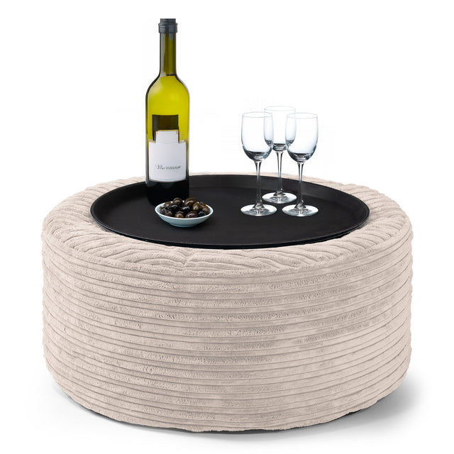 Pouf Ottoman - Côtelé Ivoire  01