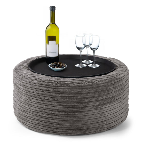 Pouf Ottoman - Côtelé Anthracite  01