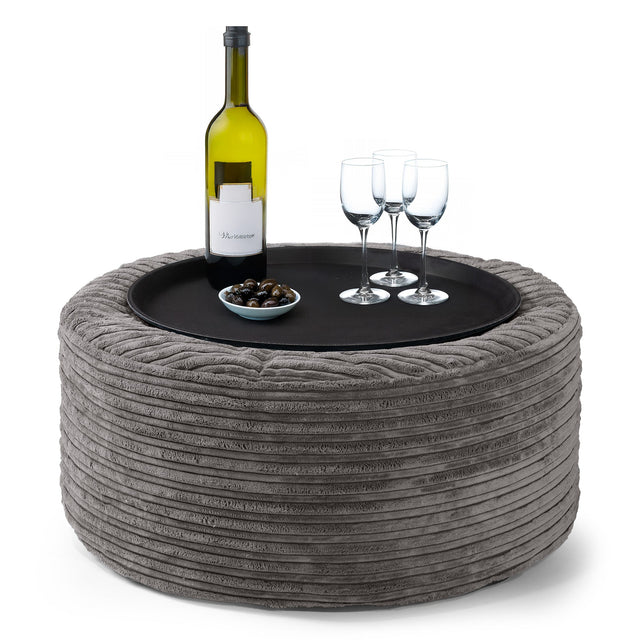 Pouf Ottoman - Côtelé Anthracite  01