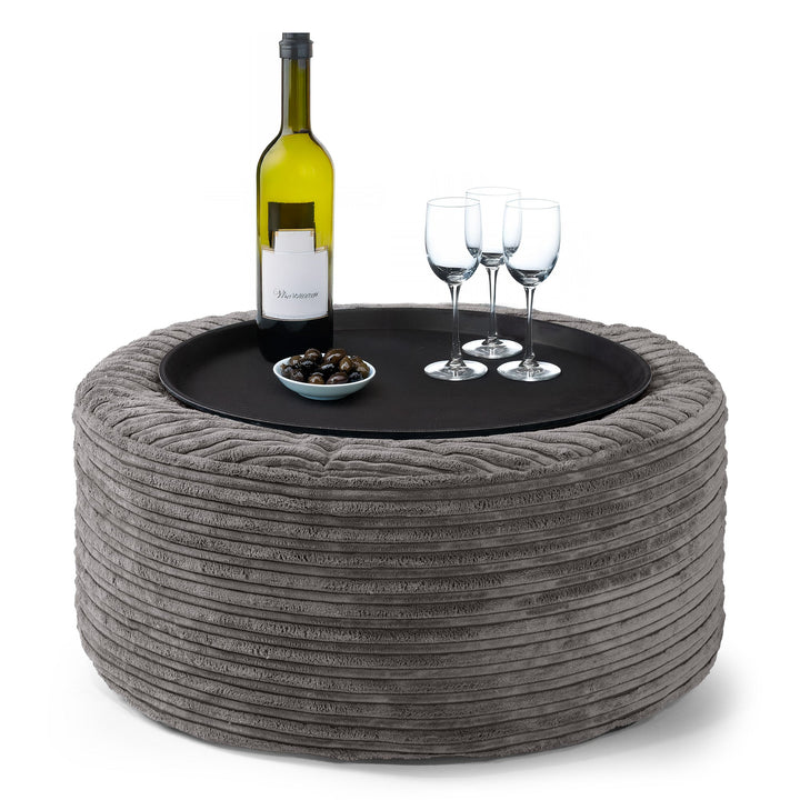 Pouf Ottoman - Côtelé Anthracite  01