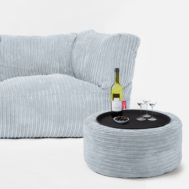 Canapé Pouf Albert 2 places - Côtelé Bébé Bleu 03