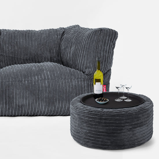 Canapé Pouf Albert 3 places - Côtelé Gris Ardoise 03