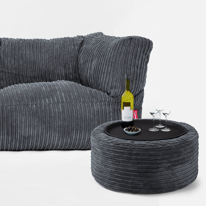 Canapé Pouf Albert 3 places - Côtelé Gris Ardoise 03
