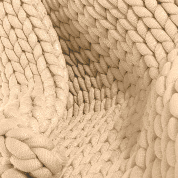 Couverture Lestée pour Adultes - Tricot épais Crème Fabric Close-up Image
