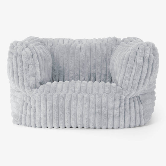 Albert Pouf Fauteuil Design - Velours Côtelé Ultra Pelucheux Bleu Dragé 01