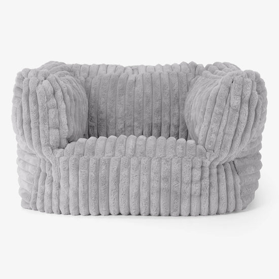 Albert Pouf Fauteuil Design - Velours Côtelé Ultra Pelucheux Gris 01