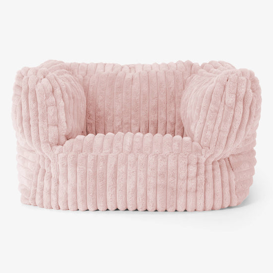 Albert Pouf Fauteuil Design - Velours Côtelé Ultra Pelucheux Rose Pastel 01