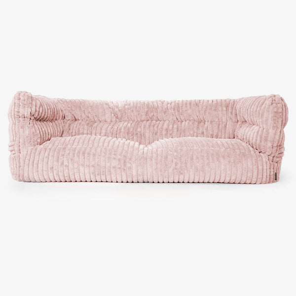 Canapé Pouf Albert 3 places 2.0 - Velours Côtelé Ultra Pelucheux Rose Pastel 01