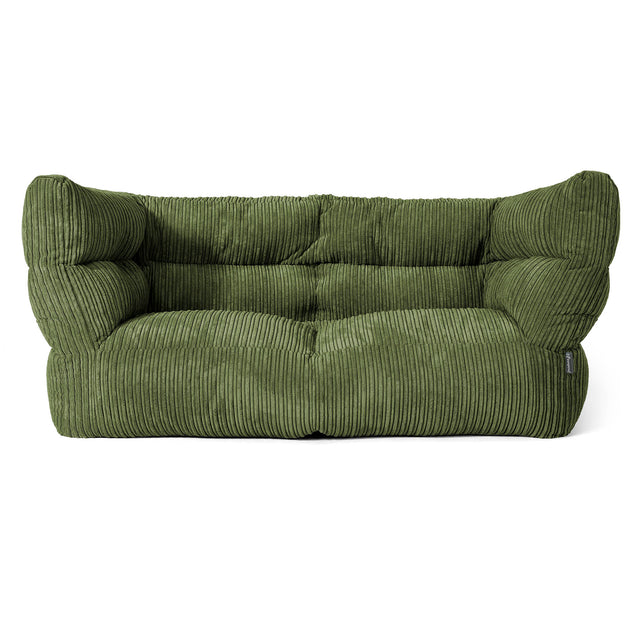Canapé Pouf Louis 2 places - Côtelé Vert Forêt 01