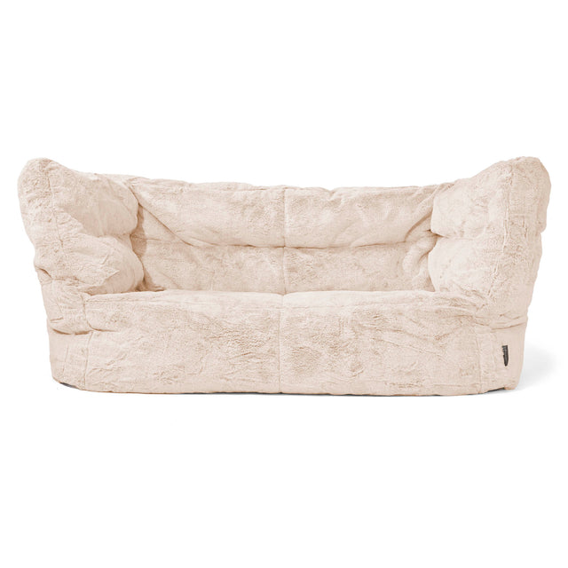 Canapé Pouf Louis 2 places - Fausse Fourrure Lapin Blanc 01
