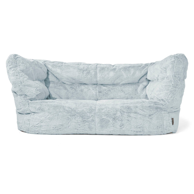 Canapé Pouf Louis 2 places - Fausse Fourrure Lapin Bleu Pastel 01