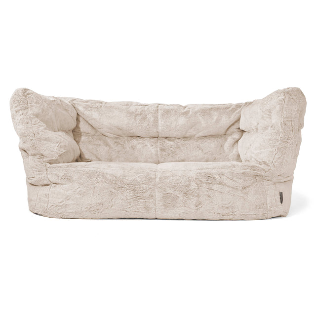 Canapé Pouf Louis 2 places - Fausse Fourrure Lapin Brun Doré 01