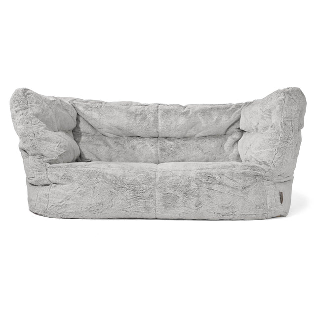 Canapé Pouf Louis 2 places - Fausse Fourrure Lapin Gris clair 01