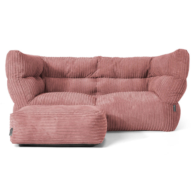 Canapé Pouf Louis 2 places - Côtelé Pêche 02