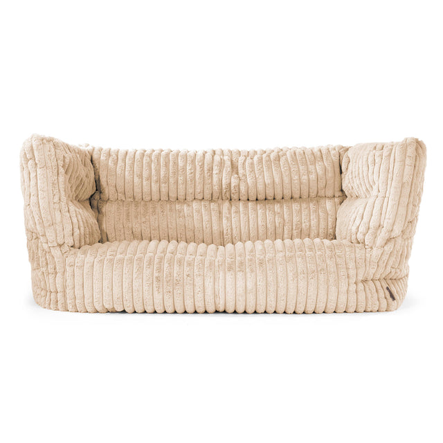 Canapé Pouf Louis 2 places - Velours Côtelé Ultra Pelucheux Crème 01