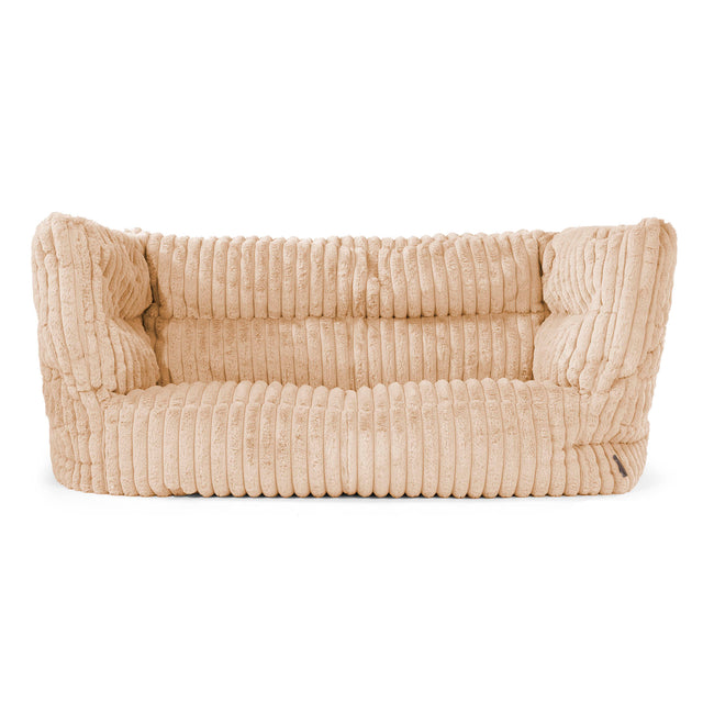 Canapé Pouf Louis 2 places - Velours Côtelé Ultra Pelucheux Pêche 01