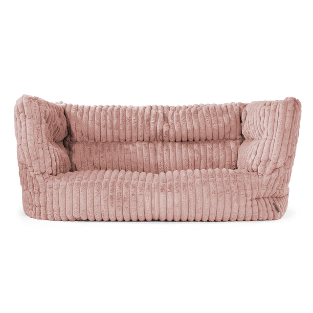 Canapé Pouf Louis 2 places - Velours Côtelé Ultra Pelucheux Rose Pastel 01