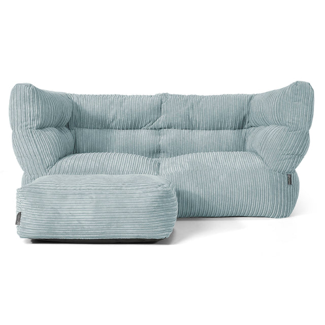 Canapé Pouf Louis 2 places - Côtelé Vert Menthe 02