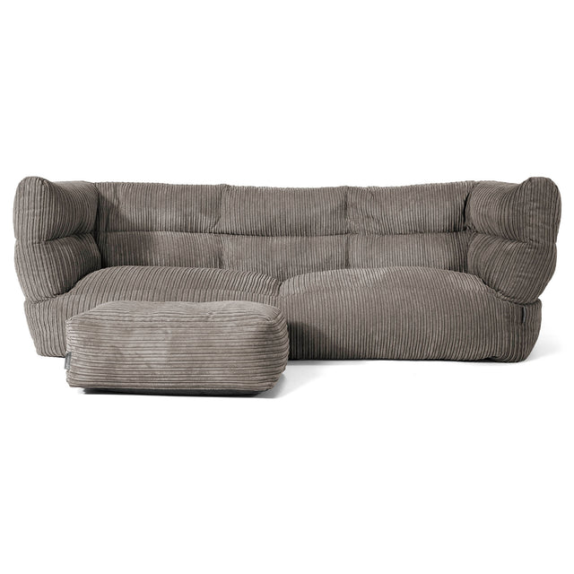 Canapé Pouf Louis 3 places - Côtelé Anthracite 02