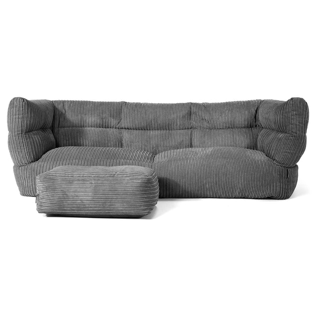 Canapé Pouf Louis 3 places - Côtelé Gris Ardoise 02