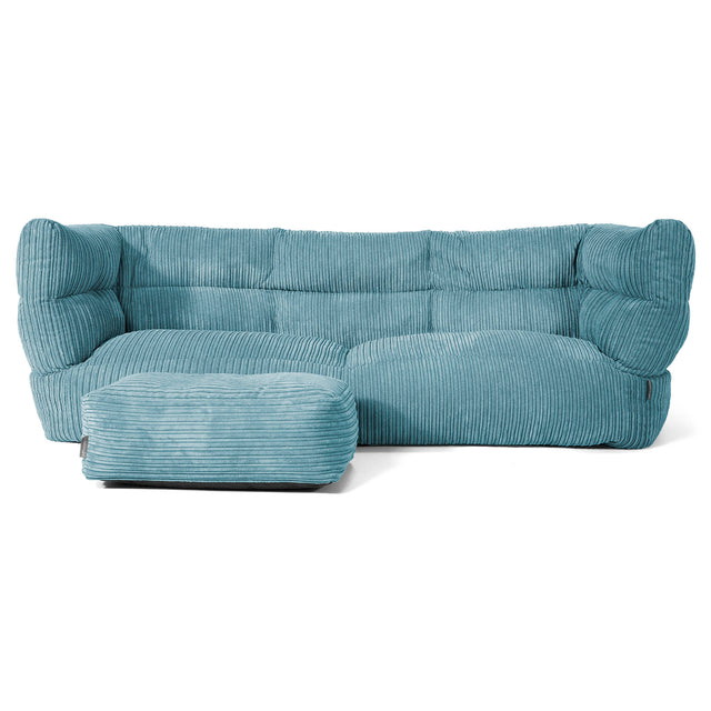 Canapé Pouf Louis 3 places - Côtelé Mer Égée 02