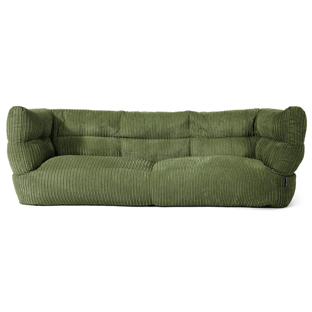 Canapé Pouf Louis 3 places - Côtelé Vert Forêt 01