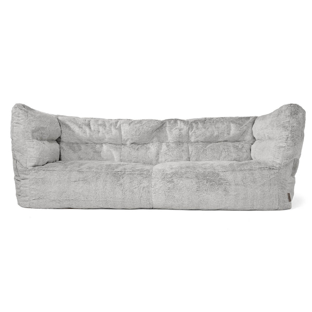 Canapé Pouf Louis 3 places - Fausse Fourrure Lapin Gris clair 01