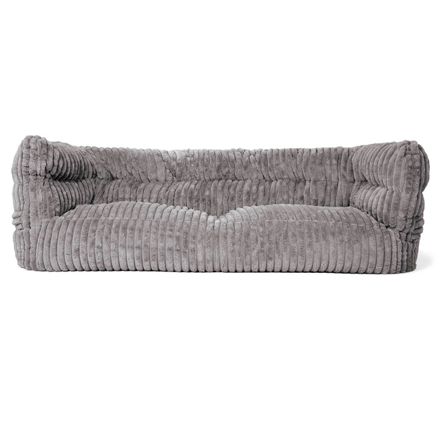 Canapé Pouf Louis 3 places - Velours Côtelé Ultra Pelucheux Gris 01