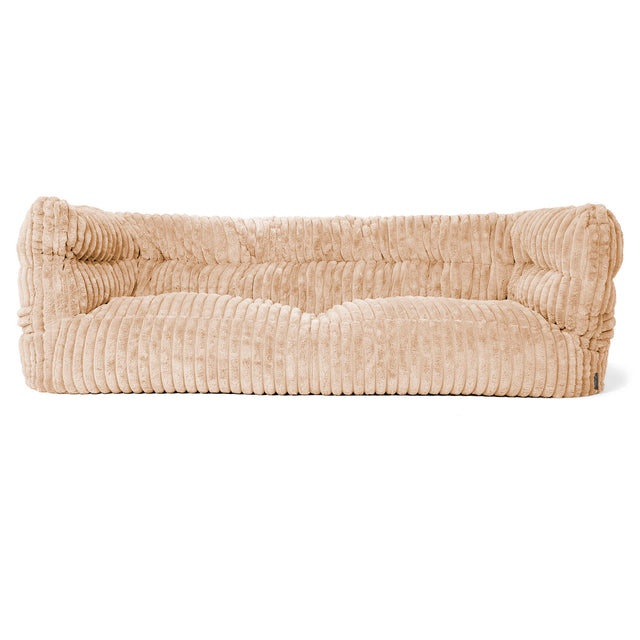 Canapé Pouf Louis 3 places - Velours Côtelé Ultra Pelucheux Pêche 01
