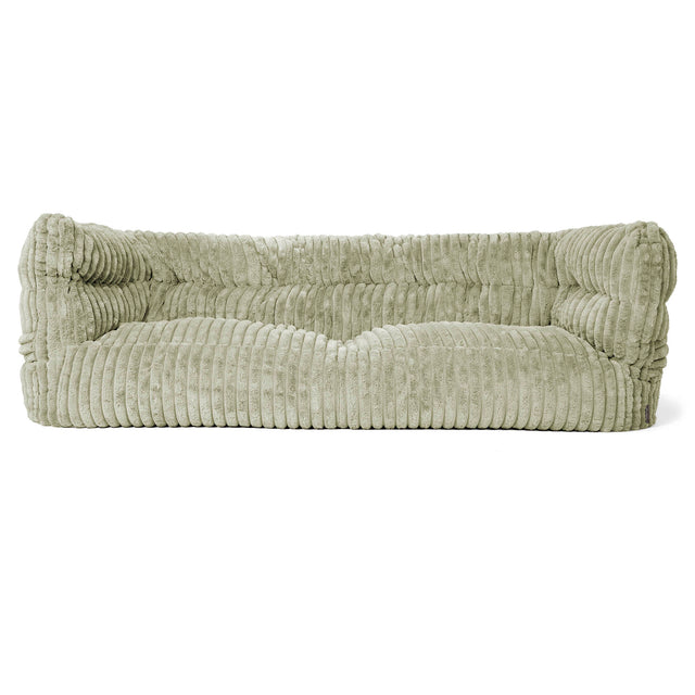 Canapé Pouf Louis 3 places - Velours Côtelé Ultra Pelucheux Vert Sauge 01