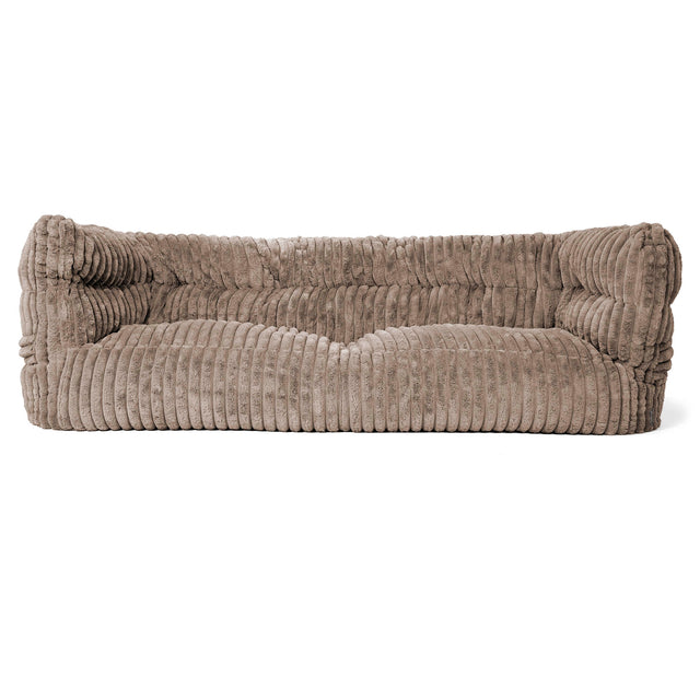 Canapé Pouf Louis 3 places - Velours Côtelé Ultra Pelucheux Vison 01