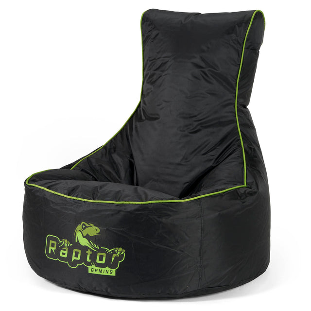 Fauteuil Gaming Pouf Style Siège Auto - Noir / Vert 01