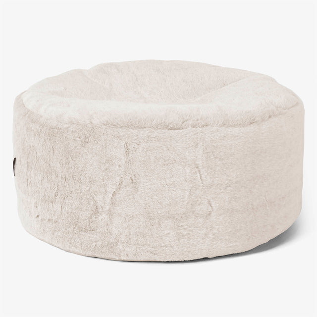Grand Repose-pied Rond - Fausse Fourrure Lapin Blanc 01