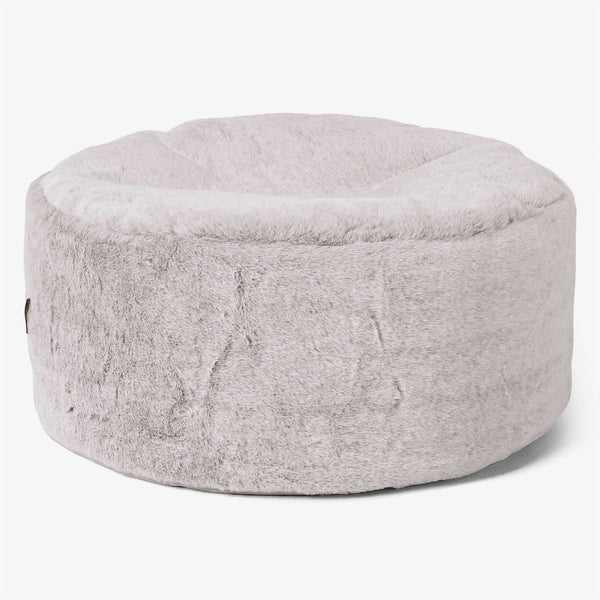 Grand Repose-pied Rond - Fausse Fourrure Lapin Gris clair 01