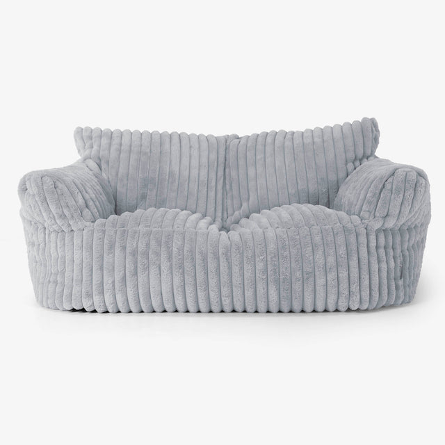 Joséphine Canapé Pouf - Velours Côtelé Ultra Pelucheux Bleu Dragé 01