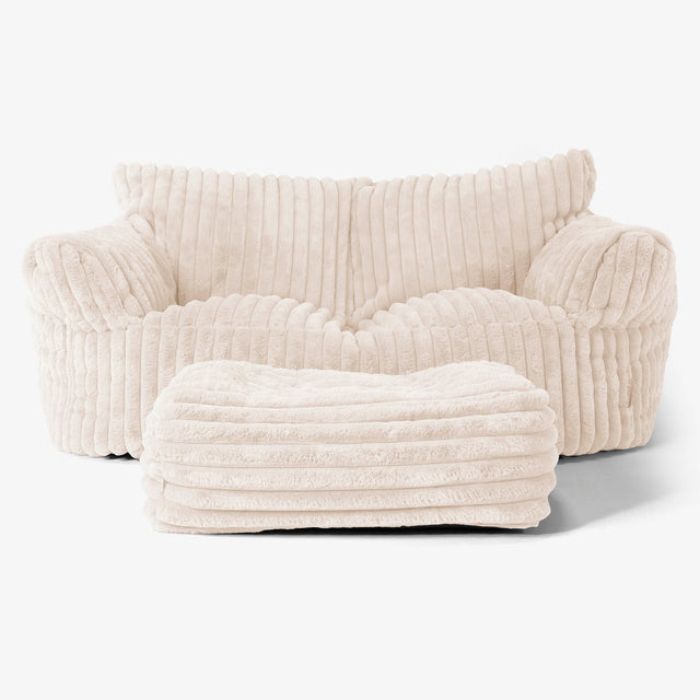 Joséphine Canapé Pouf - Velours Côtelé Ultra Pelucheux Crème 02