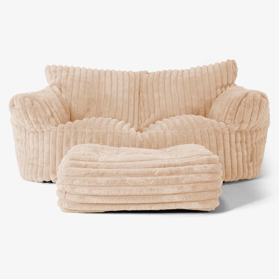 Joséphine Canapé Pouf - Velours Côtelé Ultra Pelucheux Pêche 02