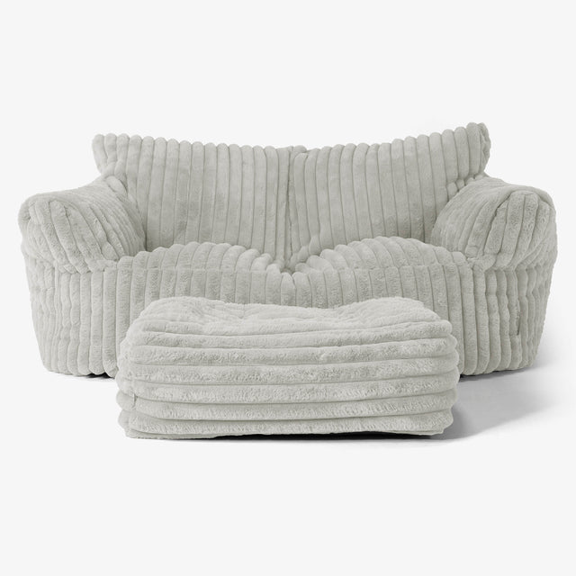 Joséphine Canapé Pouf - Velours Côtelé Ultra Pelucheux Vert Sauge 02