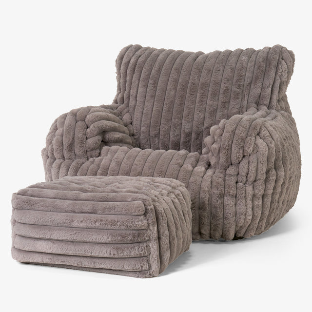 Joséphine Pouf Fauteuil Design - Velours Côtelé Ultra Pelucheux Vison 02