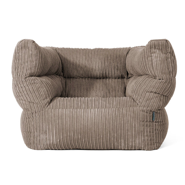 Louis Pouf Fauteuil Design - Côtelé Grège 01