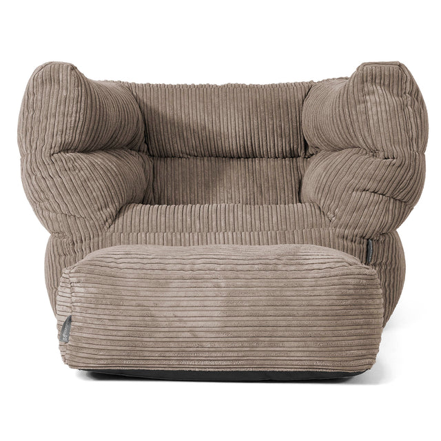 Louis Pouf Fauteuil Design - Côtelé Grège 02