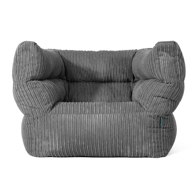 Louis Pouf Fauteuil Design - Côtelé Gris Ardoise 01