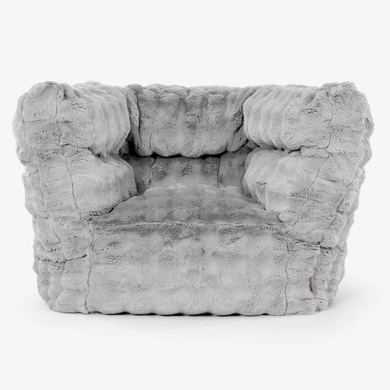 Louis Pouf Fauteuil Design - Fausse Fourrure à Bulles Gris 01