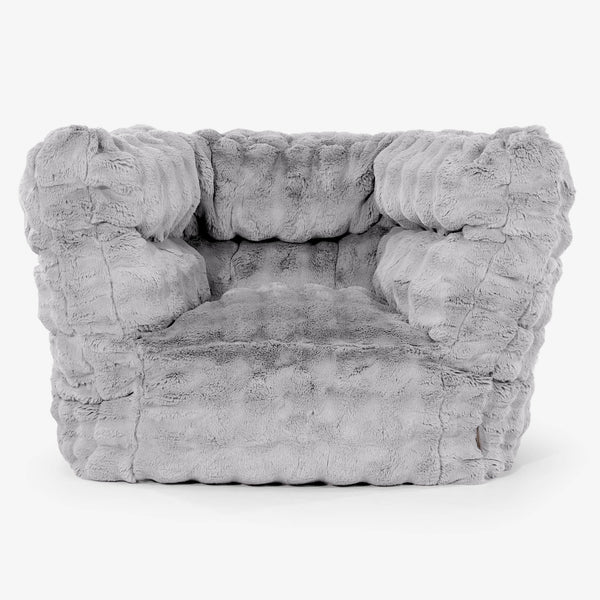 Louis Pouf Fauteuil Design - Fausse Fourrure à Bulles Gris 01