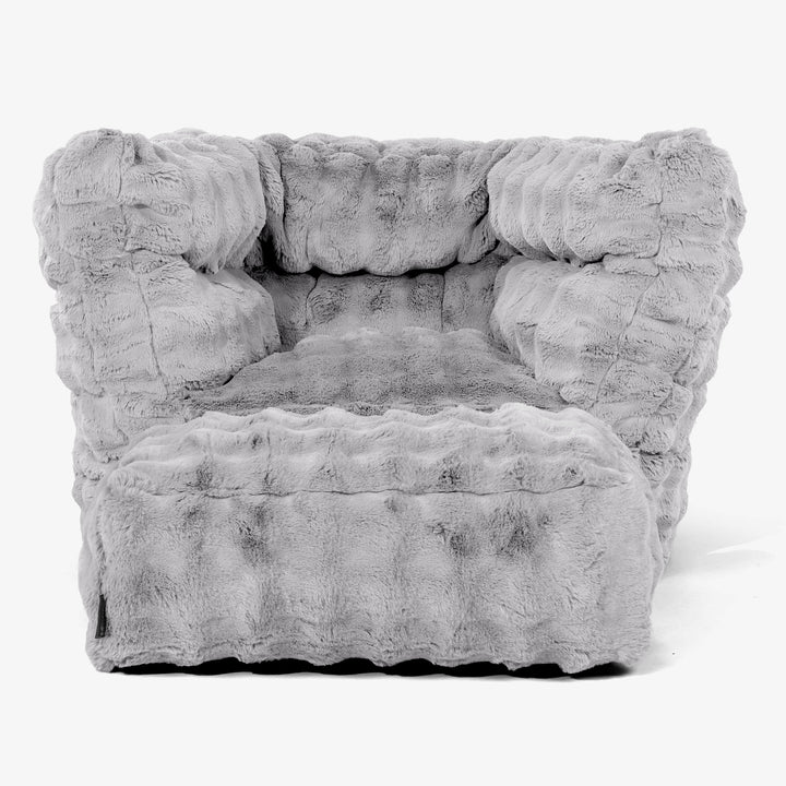 Louis Pouf Fauteuil Design - Fausse Fourrure à Bulles Gris 02